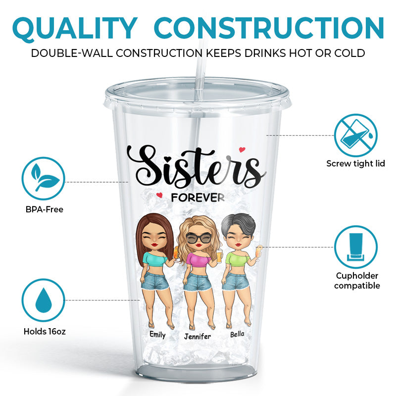Friends Till The End - Bestie Personalized Custom Clear Acrylic Tumbler - Gift For Best Friends, BFF, Sisters