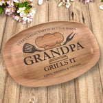Custom Grandpa Grilling Family Gifts - Personalized Platter