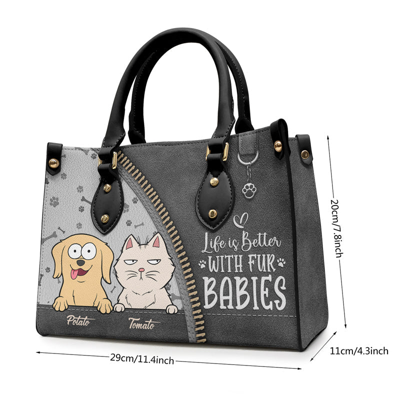Custom Name Dog and Cat Gifts for Pet Lovers - Personalized Leather Handbag