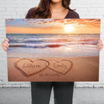 Custom Name Beach Sunset Couple Gifts - Personalized Canvas