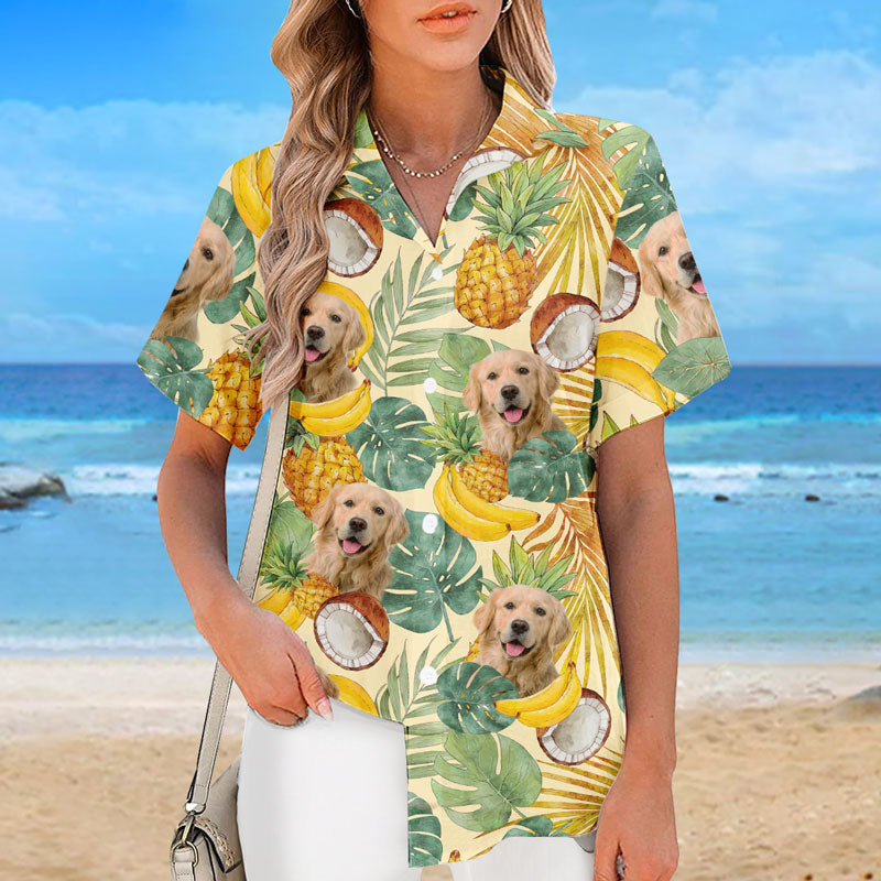 Custom Photo Fruity Juicy Summer - Dog & Cat Personalized Custom Unisex Tropical Hawaiian Aloha Shirt - Summer Vacation Gift, Gift For Pet Owners, Pet Lovers