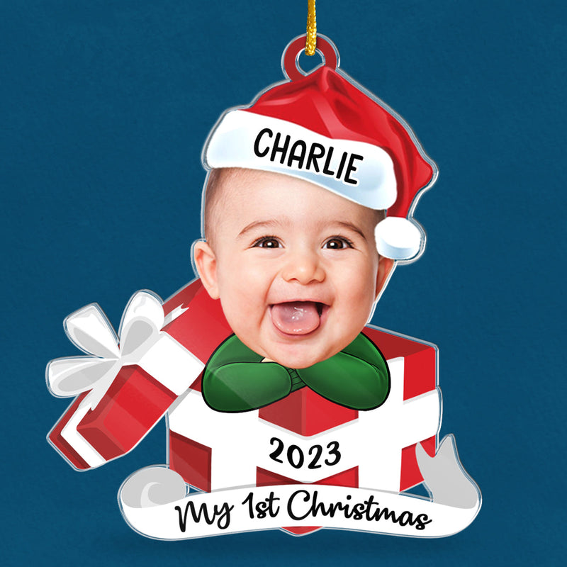 Custom Photo Hi I'm New Here - Family Personalized Custom Ornament - Acrylic Custom Shaped - Christmas Gift For Baby Kids, Newborn Baby