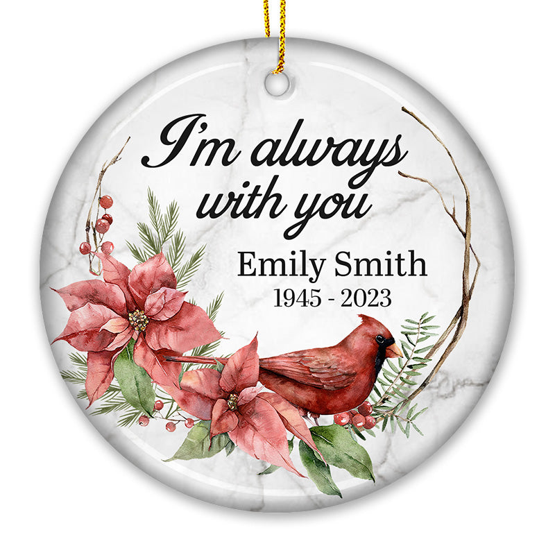 Custom Name Memorial Cardinal Christmas Gifts - Personalized Ceramic Ornament