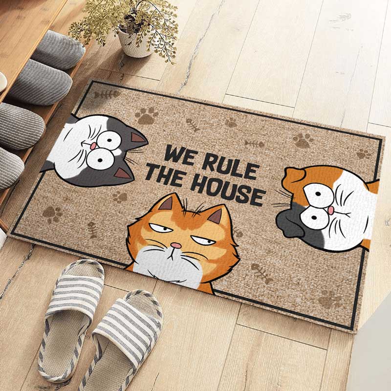 Custom Cats Rule the House Home Decor - Personalized Doormat