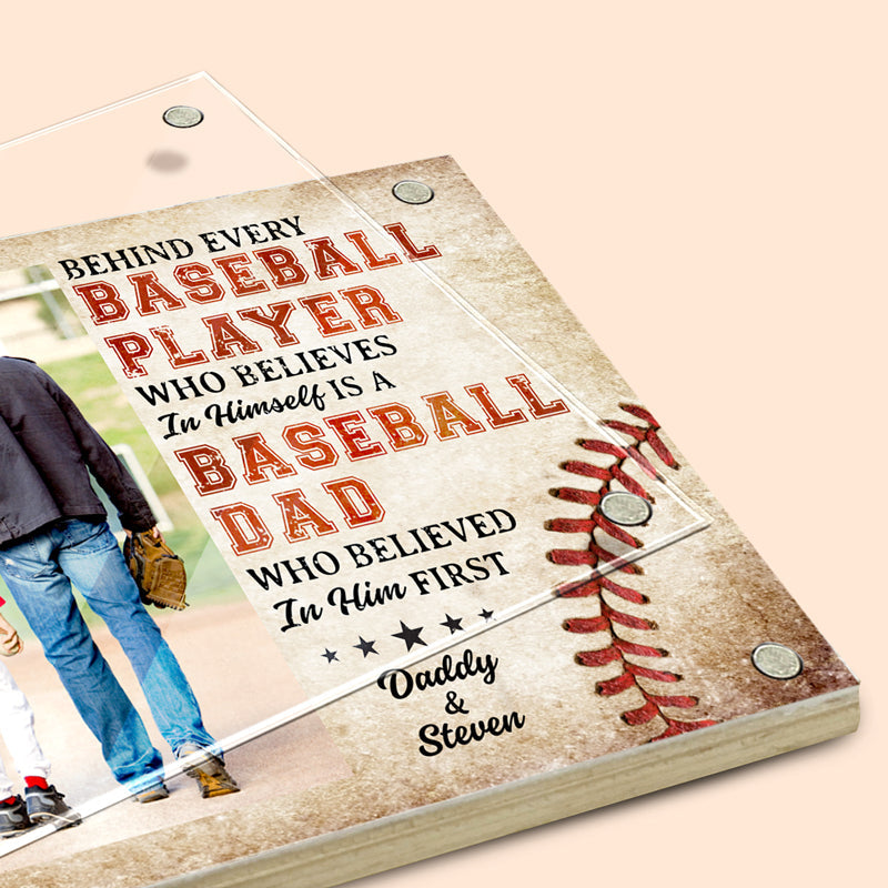 Custom Photo Behind Every Baseball Player - Family Personalized Custom Acrylic Magnetic Photo Frame - Gift For Family Members