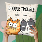 Custom Double Trouble Cats Home Decor - Personalized Pillow