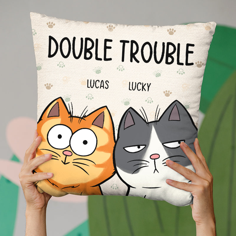 Custom Double Trouble Cats Home Decor - Personalized Pillow