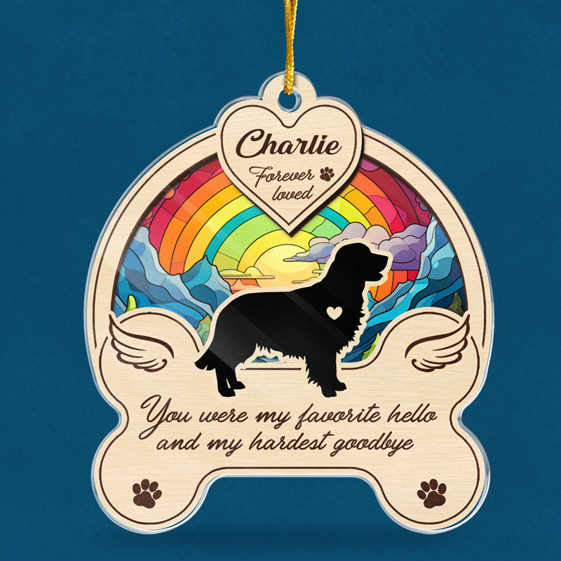 No Longer By Our Side But Forever In Our Hearts - Memorial Personalized Custom Ornament - Acrylic Custom Shaped - Christmas Gift, Sympathy Gift For Pet Owners, Pet Lovers