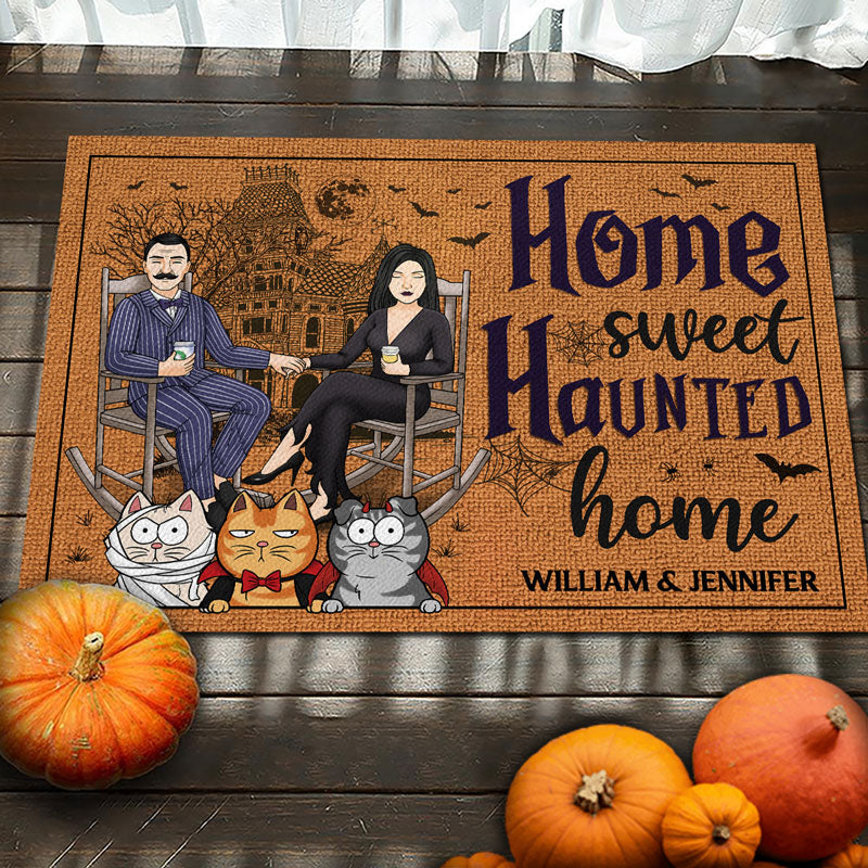 Custom Name Haunted Home Halloween Decor - Personalized Doormat