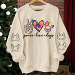 Custom Name Peace Love Dogs Gifts for Dog Lovers - Personalized Sweater