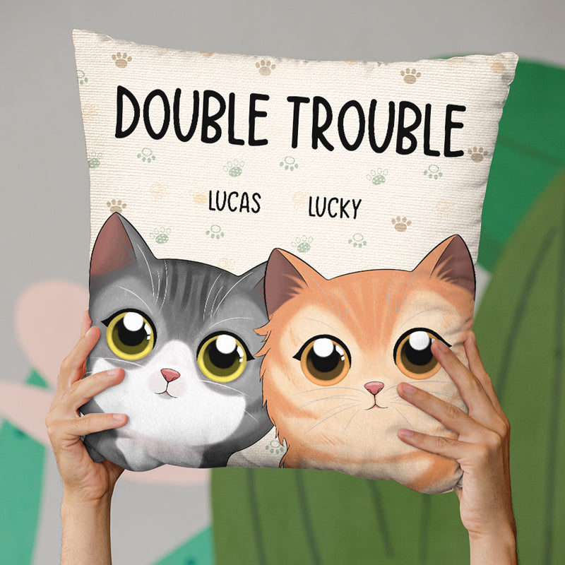 Custom Double Trouble Cat Decor - Personalized Pillow