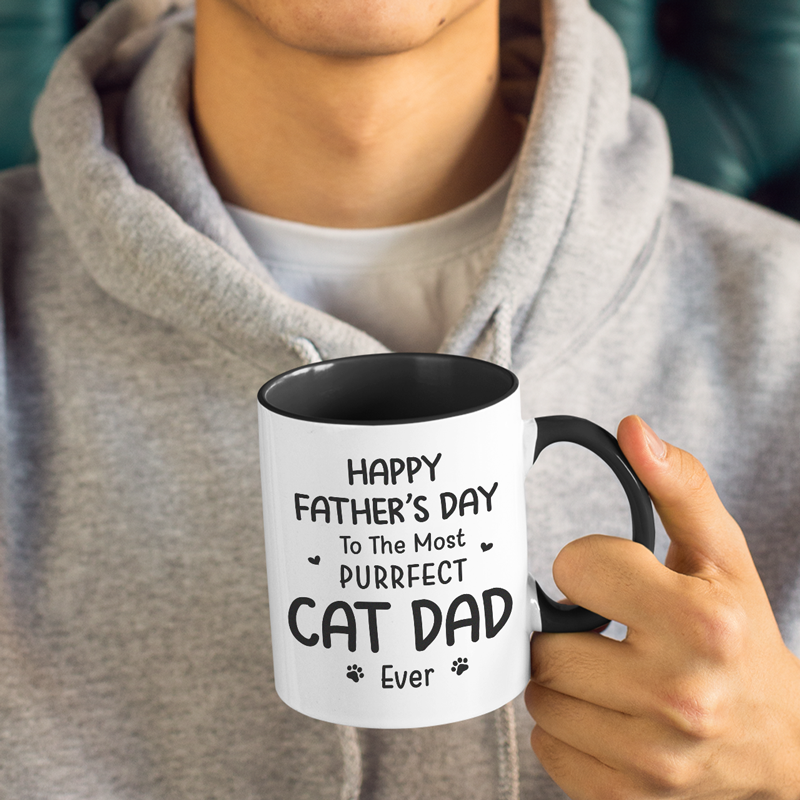 The Most Purrfect Cat Dad Ever - Cat Personalized Custom Accent Mug - Father's Day, Gift For Pet Owners, Pet Lovers