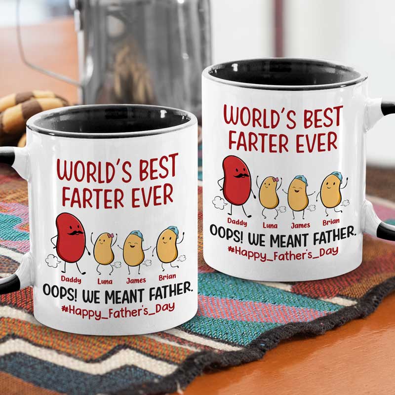 World’s Best Farter Ever, Oops I Mean Father - Family Personalized Custom Accent Mug - Father's Day, Birthday Gift For Dad