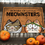 Halloween Cat Doormat with Beware of Little Meownsters Design