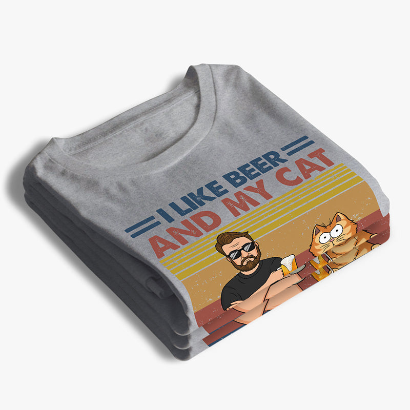 Custom I Like Beer and My Cat Gifts for Cat Dads - Personalized Apparel