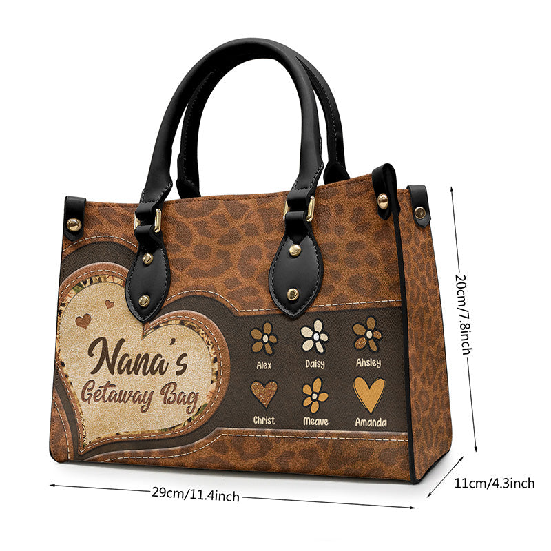Custom Name Nana Getaway Gifts for Grandmothers - Personalized Leather Handbag