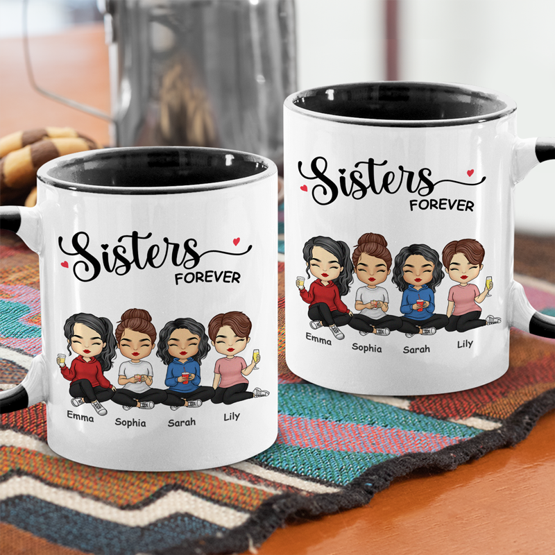 Always Sisters - Bestie Personalized Custom Accent Mug - Gift For Best Friends, BFF, Sisters