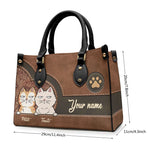 Custom Name Cat Lover Gifts - Personalized Leather Handbag