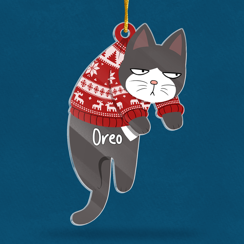 Custom Name Christmas Cat Gifts for Cat Lovers - Personalized Ornament