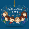 Grandkids Make My Heart Happy - Family Personalized Custom Ornament - Acrylic Benelux Shaped - Christmas Gift For Family Members