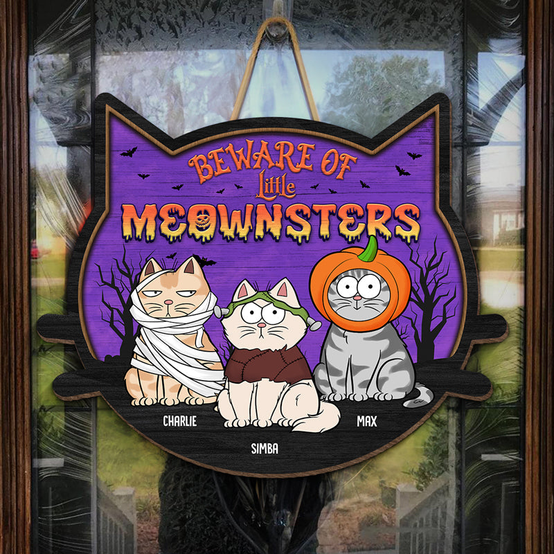 Custom Name Halloween Cat Gifts for Cat Lovers - Personalized Wood Sign