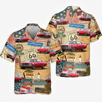 Route 66 Classic Car Road Trip Shirt - Hawaiian Shirt
