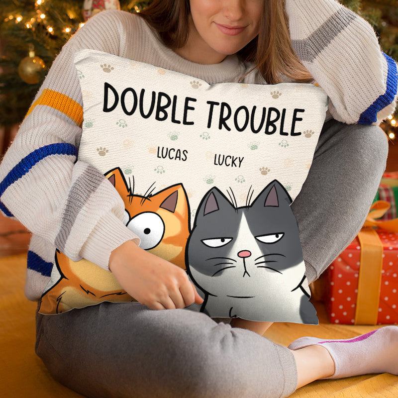 Custom Double Trouble Cats Home Decor - Personalized Pillow