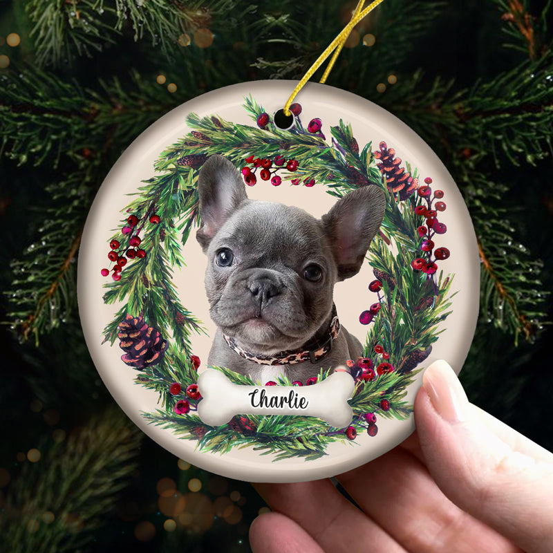 Custom Name Christmas Dog Gifts for Pet Lovers - Personalized Ceramic Ornament