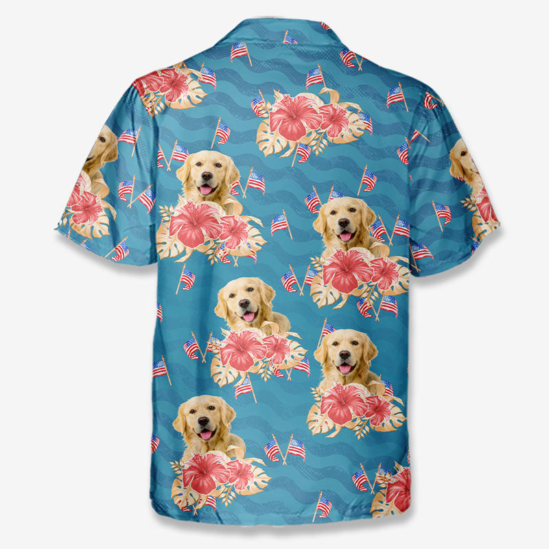 Custom Photo Ready For Summer - Dog & Cat Personalized Custom Unisex Patriotic Tropical Hawaiian Aloha Shirt - Independence Day, 4th Of July, Summer Vacation Gift, Gift For Pet Owners, Pet Lovers