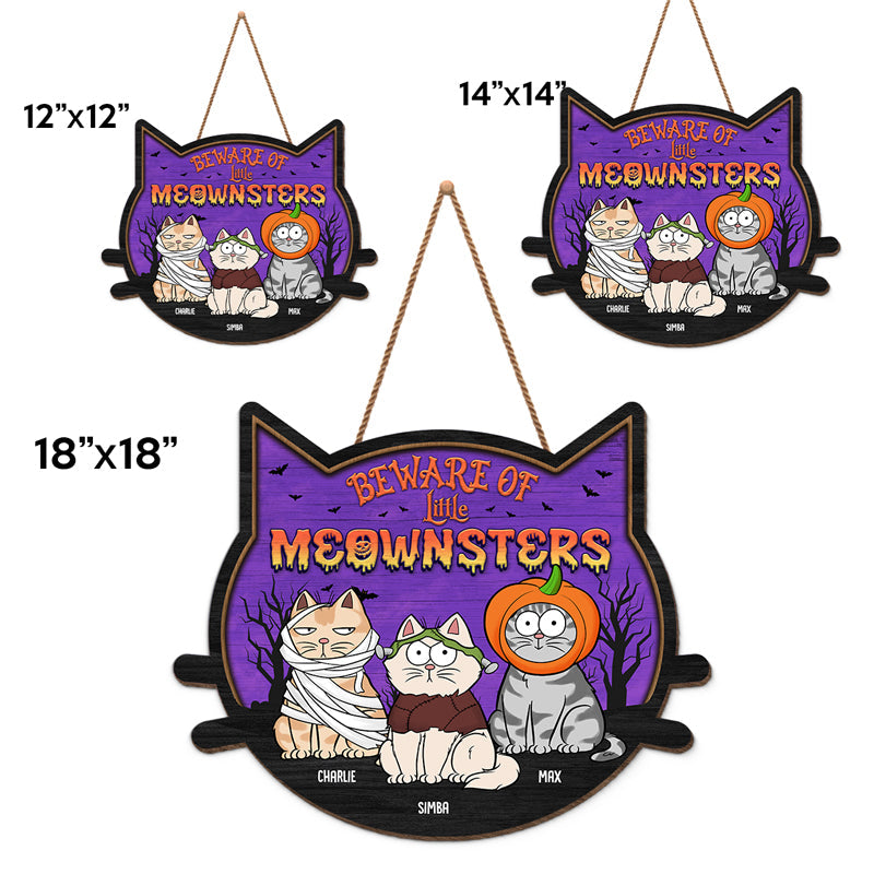 Custom Name Halloween Cat Gifts for Cat Lovers - Personalized Wood Sign