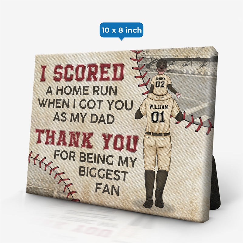 Thanks For Being My Biggest Fan - Family Personalized Custom Horizontal Tabletop, Desk Canvas With Easel Back - Birthday Gift For Dad