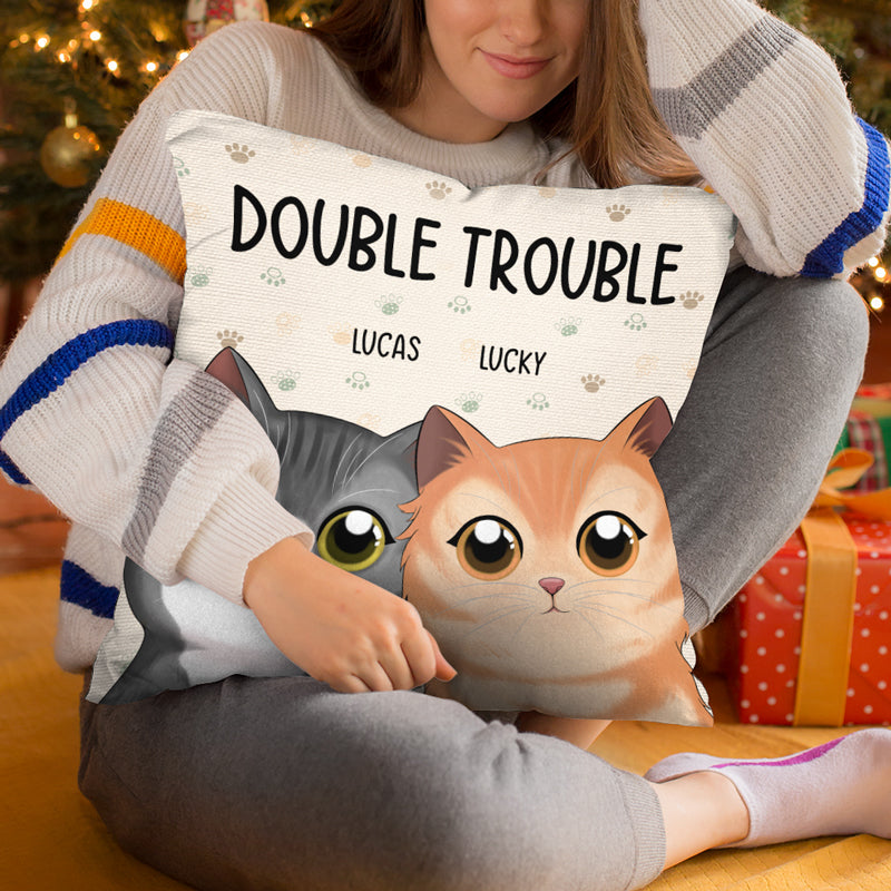 Custom Double Trouble Cat Decor - Personalized Pillow