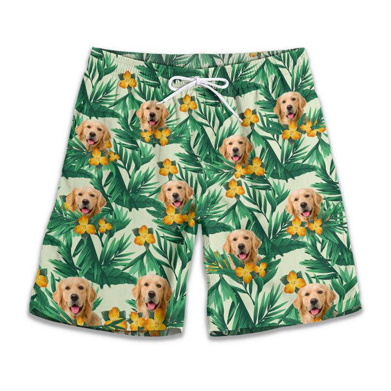Custom Photo Summer By The Sea - Dog & Cat Personalized Custom Tropical Hawaiian Aloha Men Beach Shorts - Summer Vacation Gift, Birthday Party Gift For Pet Owners, Pet Lovers