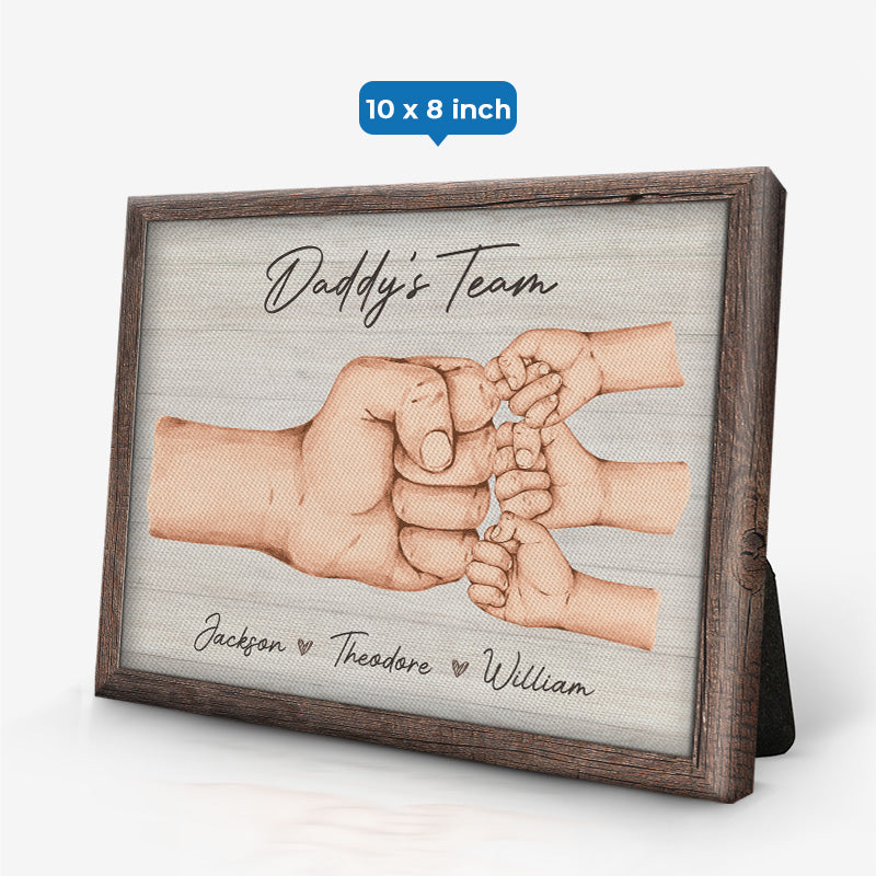 World Coolest Dad's Team - Family Personalized Custom Horizontal Easel Back Canvas - Father's Day, Birthday Gift For Dad