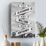 Custom Name and Date Family Signpost Decor - Personalized Canvas