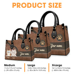 Custom Name Cat Lover Gifts - Personalized Leather Handbag