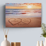 Custom Name Beach Sunset Couple Gifts - Personalized Canvas