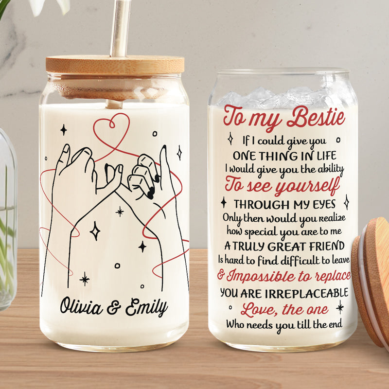 A Truly Great Friend Is Hard To Find - Bestie Personalized Custom Glass Cup, Iced Coffee Cup - Gift For Best Friends, BFF, Sisters