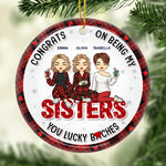 Custom Name Funny Sister Christmas Gifts - Personalized Ceramic Ornament