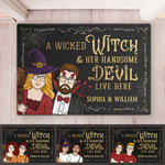 Custom Name Halloween Witch Couple Gifts - Personalized Doormat