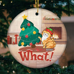 Custom Name Funny Christmas Cat Gifts - Personalized Ceramic Ornament