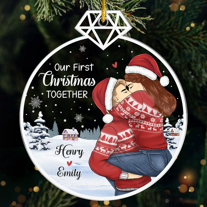 Our First Christmas Married - Couple Personalized Custom Ornament - Acrylic Custom Shaped - Christmas Gift For Husband Wife, Anniversary