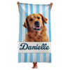 Custom Photo Get Lit By The Beach - Dog & Cat Personalized Custom Beach Towel - Summer Vacation Gift, Gift For Family Members, Pet Owners, Pet Lovers