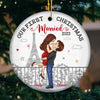 Our First Christmas - Couple Personalized Custom Ornament - Ceramic Round Shaped - Christmas Gift For Husband Wife, Anniversary