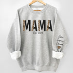 Custom Name Leopard Print Mama Family Gifts - Personalized Sweater