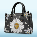 Custom Name Grandma's Blessing Floral Gifts for Grandma - Personalized Leather Handbag