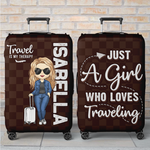 Travel Therapy Girl Who Loves Traveling Gifts for Women - Luggage Cover
