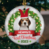 Custom Photo Pawsitively Excited For The First Christmas - Dog & Cat Personalized Custom Ornament - Ceramic Round Shaped - Christmas Gift For Pet Owners, Pet Lovers