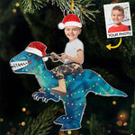 Custom Photo Christmas Dinosaur Gifts for Kids - Personalized Ornament