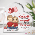 Custom First Repeat Valentine Couple Gifts - Personalized Shaped Acrylic Plaque